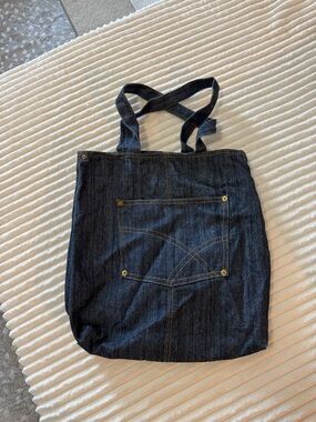 Denim Tote Bag for Men - Dark Blue Canvas Shoulder Bag
